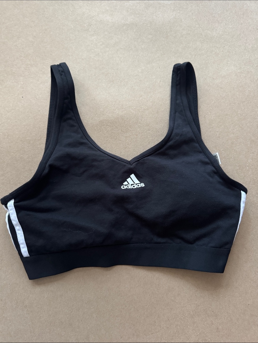 adidas Black Sports Bra with White Accents